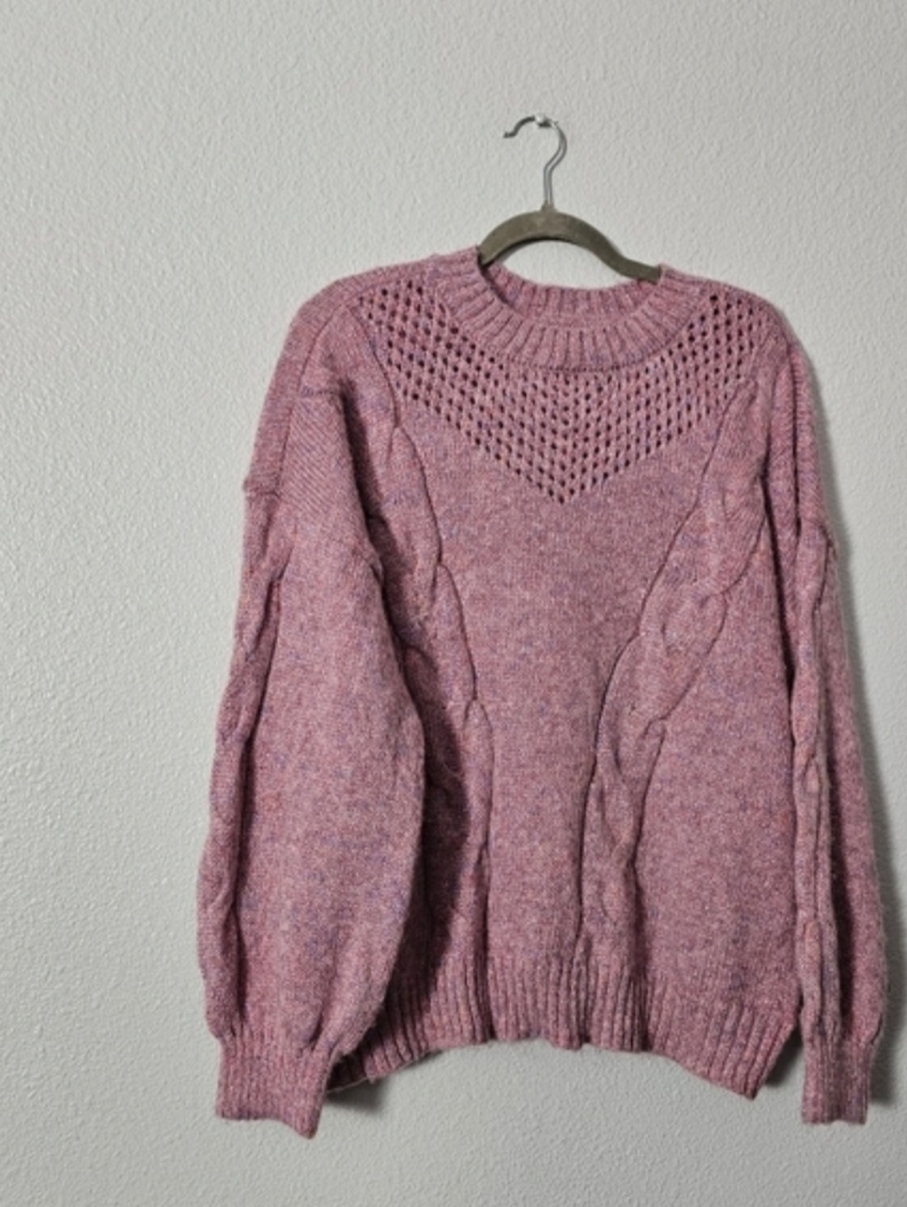 LC Lauren Conrad Mauve Cable Knit Crewneck Sweater Sz XXL